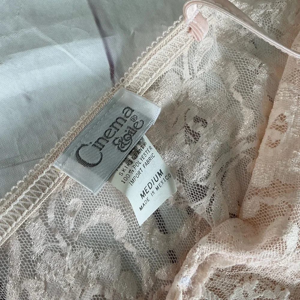 New Vintage Pink Lace Satin Women Babydoll Mini Slip Dress Size Medium NWT - Picture 12 of 12